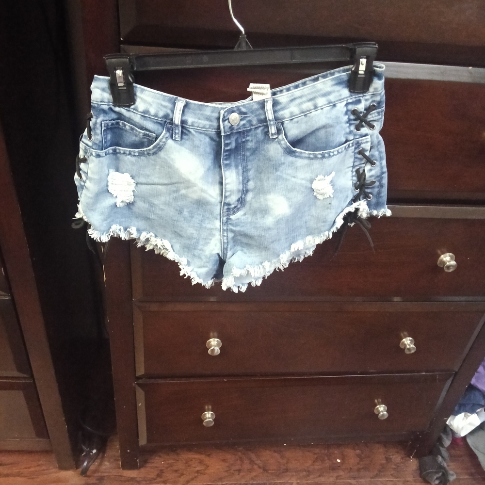Forever 21 Blue Distressed Jean Shorts